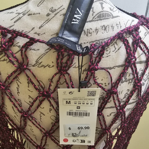 New Zara MACRAMÉ DRESS PINK - Picture 4 of 8